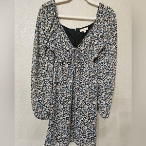 La Hearts Floral Print Dress With Side Cut Outs